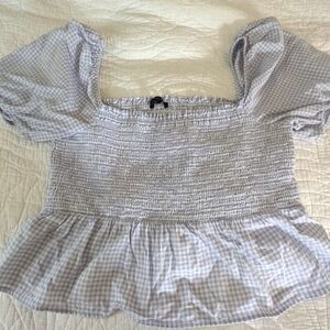 J.Crew lavender gingham peplum top, size large